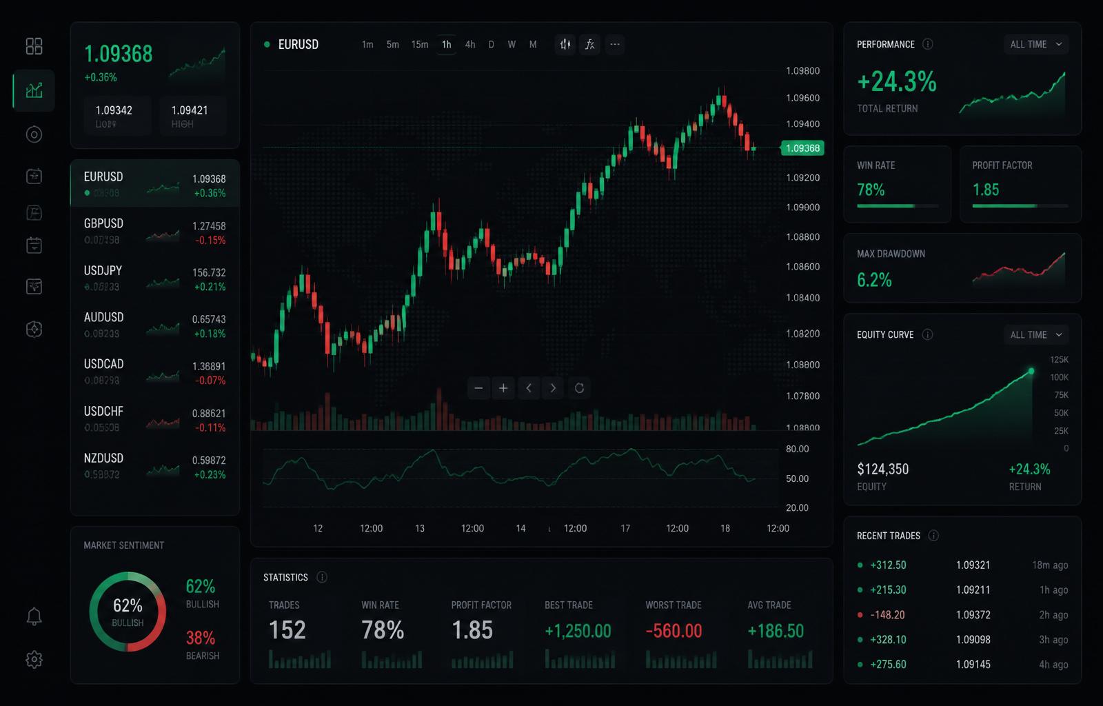 TraceForex verified MT5 trading dashboard
